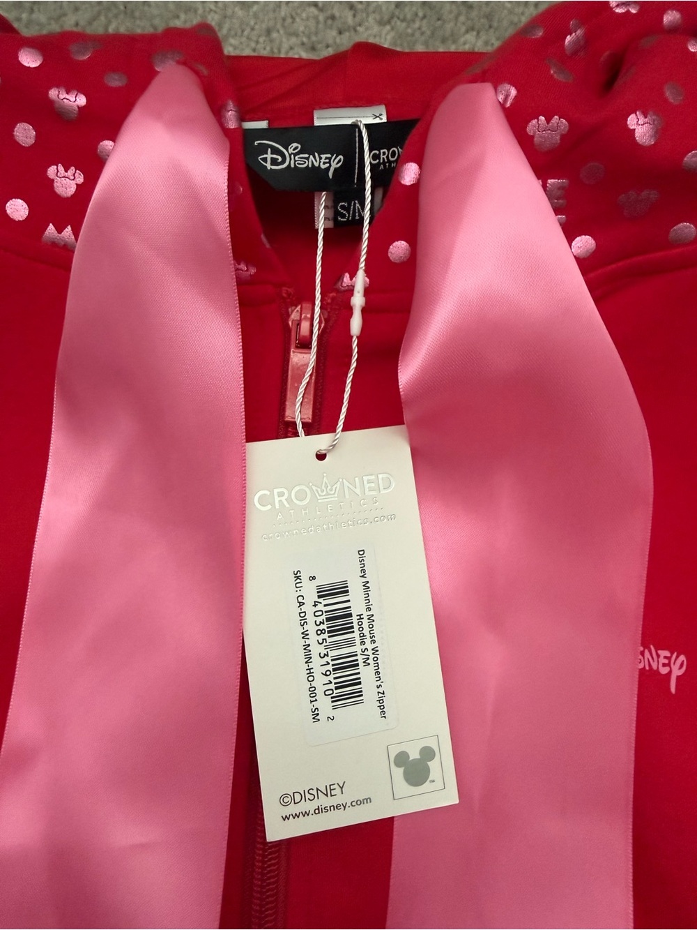 Crowned Athletics Disney Minnie Mouse Women’s Zipper Hoodie - Picture 2 of 4